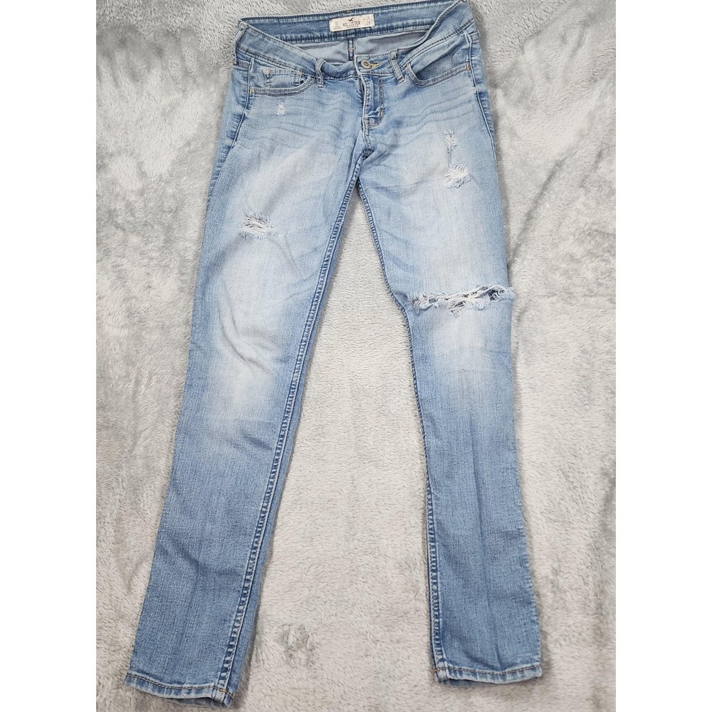 Hollister Jeans Womens 1S‎ 25x29 Light Wash Distressed Ripped Skinny Denim Y2K